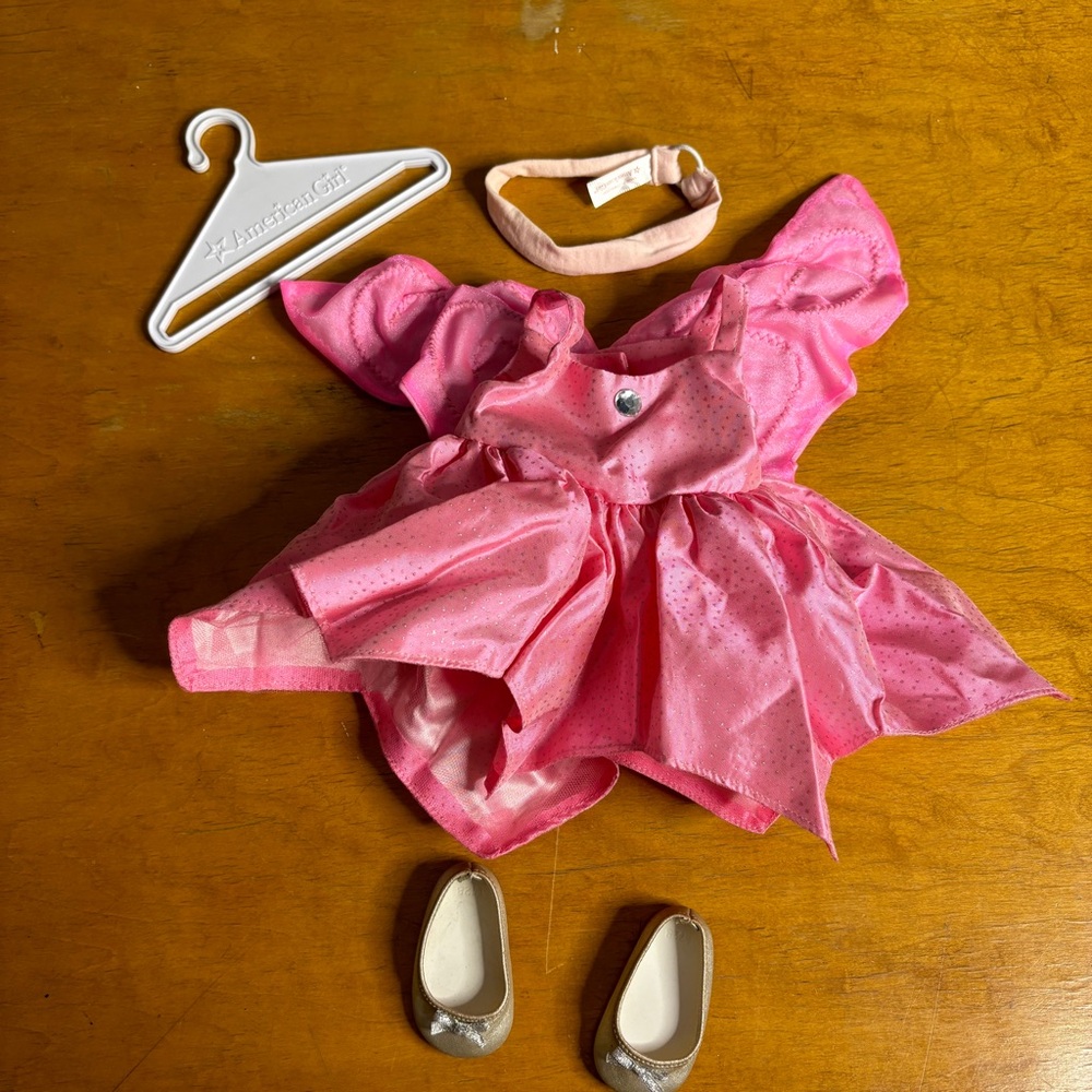American Girl Doll Outfit Pink Princess Dress With Shoes